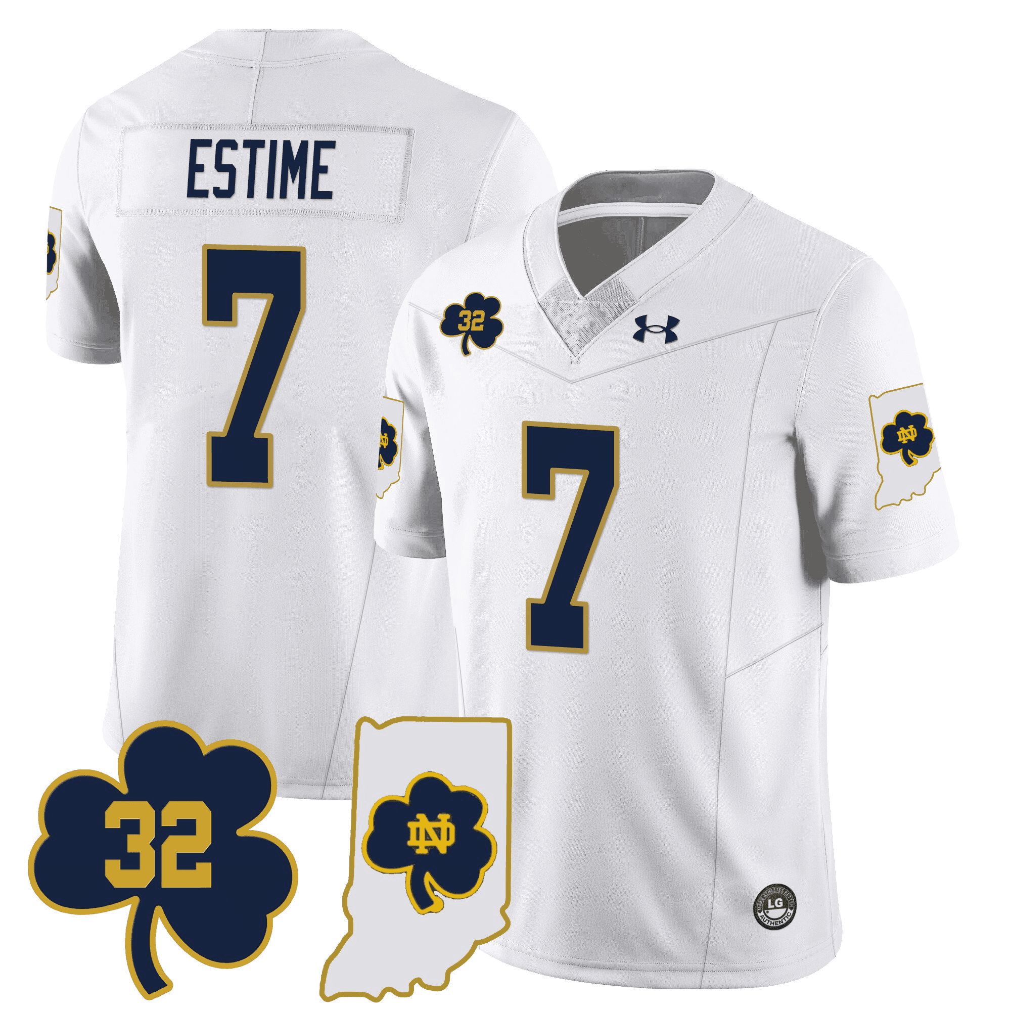 Men Notre Dame Fighting Irish #7 Estime White 2024 Vapor Limited NCAA Jersey